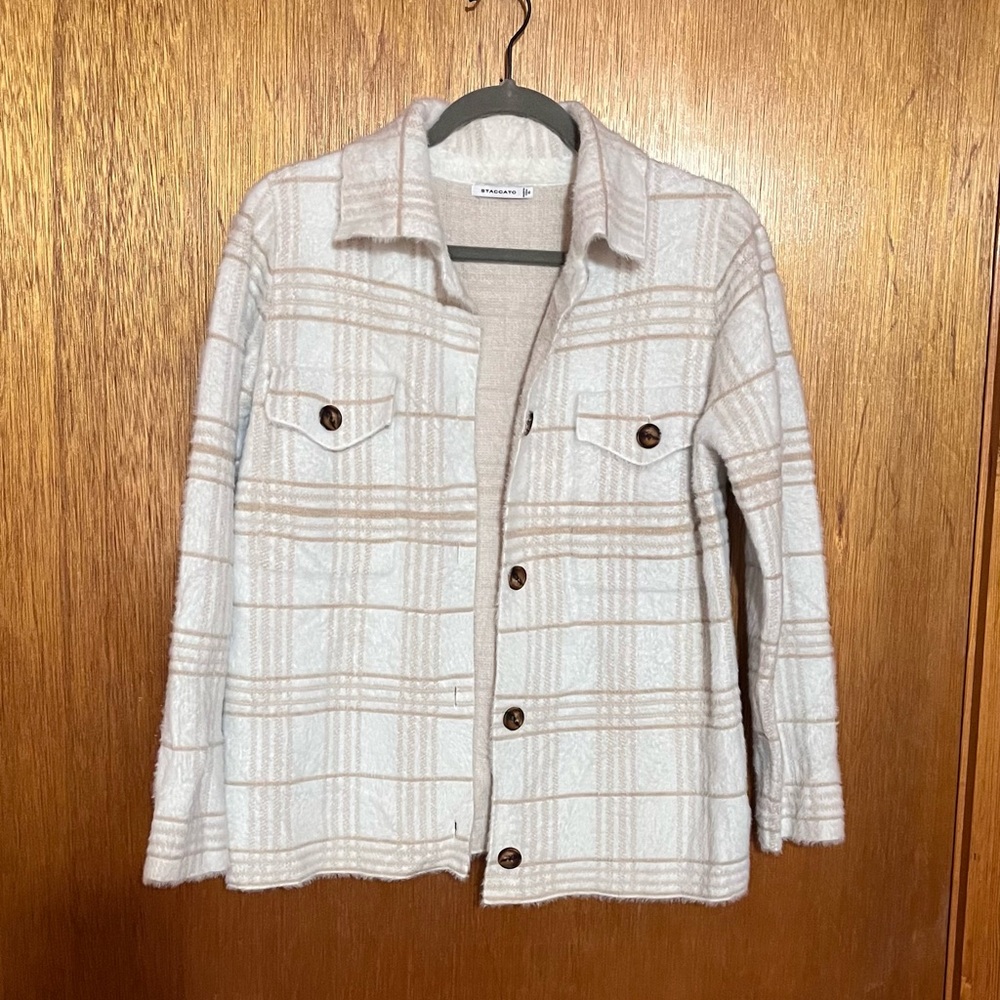 Elegant White Plaid Women's Jacket